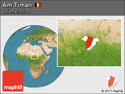 Satellite Location Map of Am Timan, highlighted parent region
