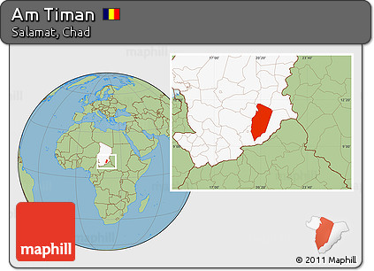 Savanna Style Location Map of Am Timan, highlighted country