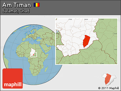 Savanna Style Location Map of Am Timan, highlighted country