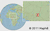 Savanna Style Location Map of Am Timan, highlighted parent region, within the entire country, hill shading