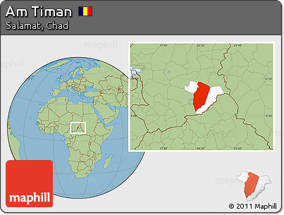 Savanna Style Location Map of Am Timan, highlighted parent region