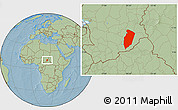 Savanna Style Location Map of Am Timan, hill shading