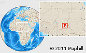 Shaded Relief Location Map of Am Timan, within the entire country