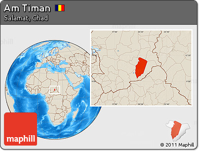 Shaded Relief Location Map of Am Timan