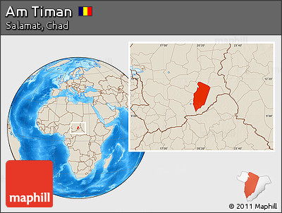 Shaded Relief Location Map of Am Timan