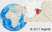 Shaded Relief Location Map of Am Timan, highlighted country, highlighted parent region