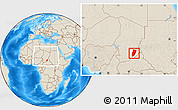 Shaded Relief Location Map of Am Timan, highlighted parent region, within the entire country