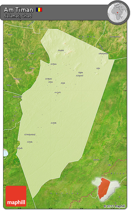 Physical Map of Am Timan, satellite outside