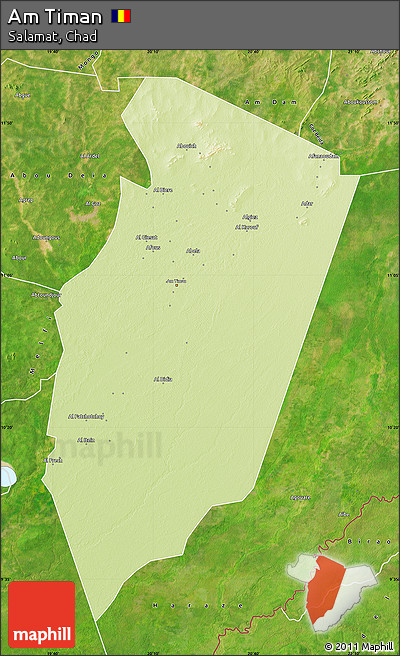 Physical Map of Am Timan, satellite outside