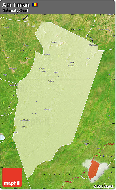 Physical Map of Am Timan, satellite outside