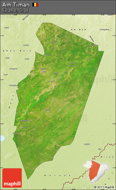 Satellite Map of Am Timan, physical outside