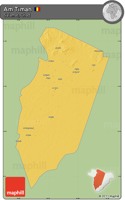 Savanna Style Map of Am Timan, single color outside