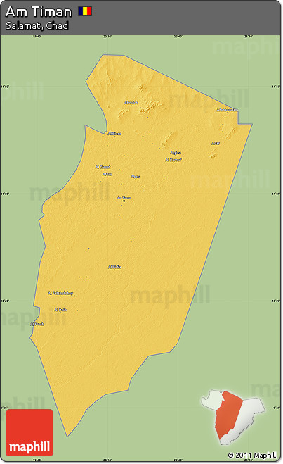 Savanna Style Map of Am Timan, single color outside