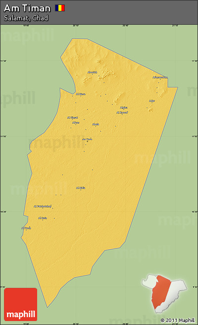 Savanna Style Map of Am Timan, single color outside