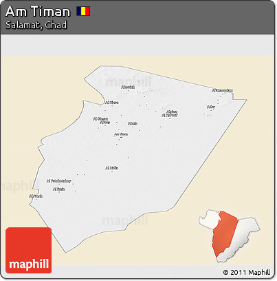 Classic Style Panoramic Map of Am Timan, single color outside