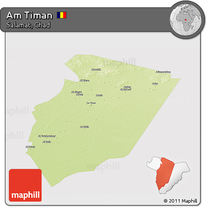 Physical Panoramic Map of Am Timan, cropped outside