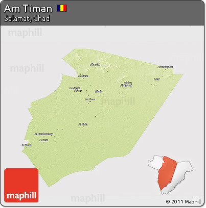 Physical Panoramic Map of Am Timan, cropped outside