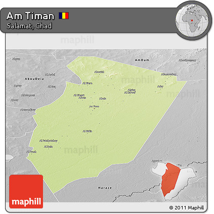 Physical Panoramic Map of Am Timan, desaturated