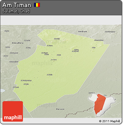 Physical Panoramic Map of Am Timan, semi-desaturated