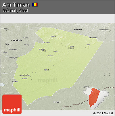 Physical Panoramic Map of Am Timan, semi-desaturated