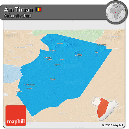 Political Panoramic Map of Am Timan, lighten