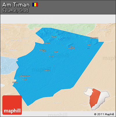 Political Panoramic Map of Am Timan, lighten
