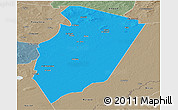 Political Panoramic Map of Am Timan, semi-desaturated