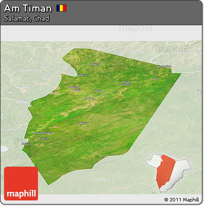 Satellite Panoramic Map of Am Timan, lighten