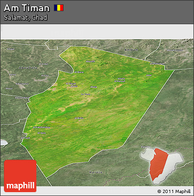 Satellite Panoramic Map of Am Timan, semi-desaturated