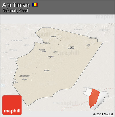 Shaded Relief Panoramic Map of Am Timan, lighten