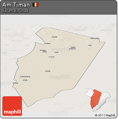Shaded Relief Panoramic Map of Am Timan, lighten
