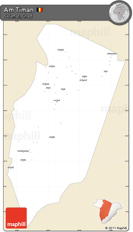 Classic Style Simple Map of Am Timan, single color outside