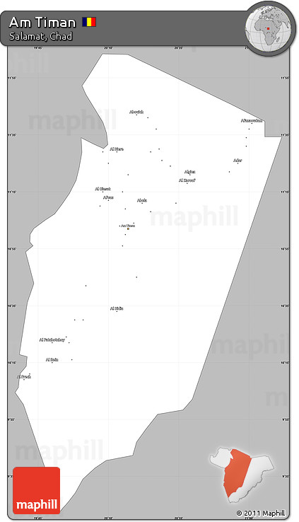 Gray Simple Map of Am Timan, single color outside
