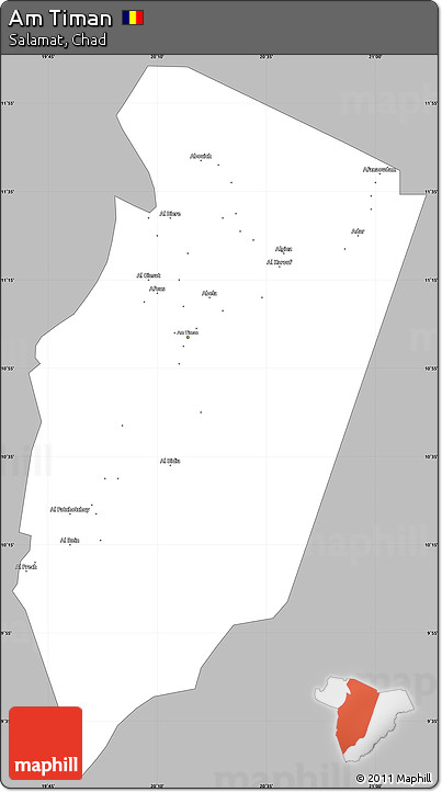 Gray Simple Map of Am Timan, single color outside