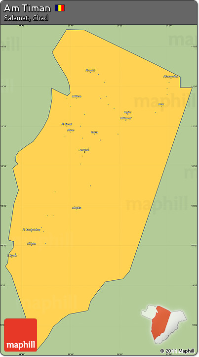 Savanna Style Simple Map of Am Timan, cropped outside