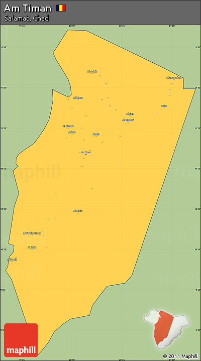 Savanna Style Simple Map of Am Timan, cropped outside