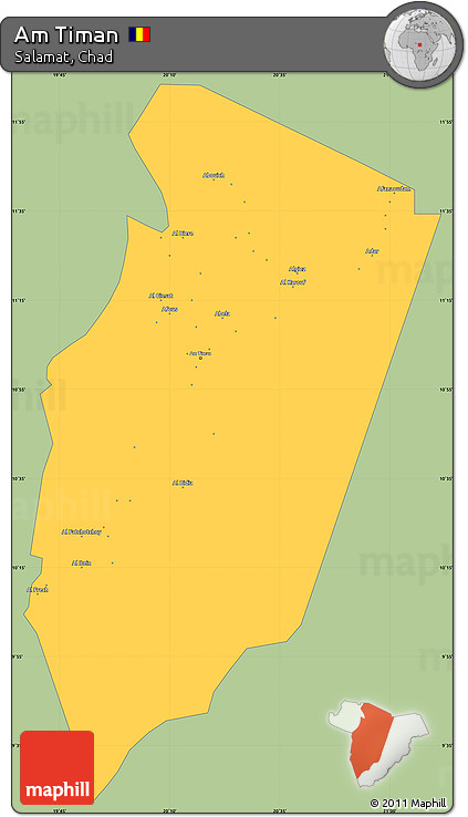 Savanna Style Simple Map of Am Timan, single color outside