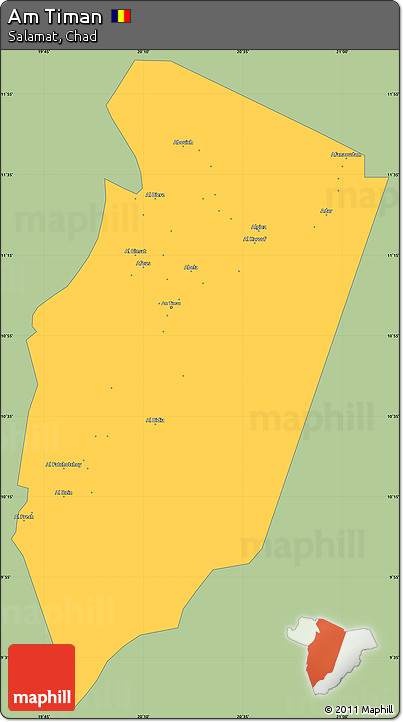 Savanna Style Simple Map of Am Timan, single color outside