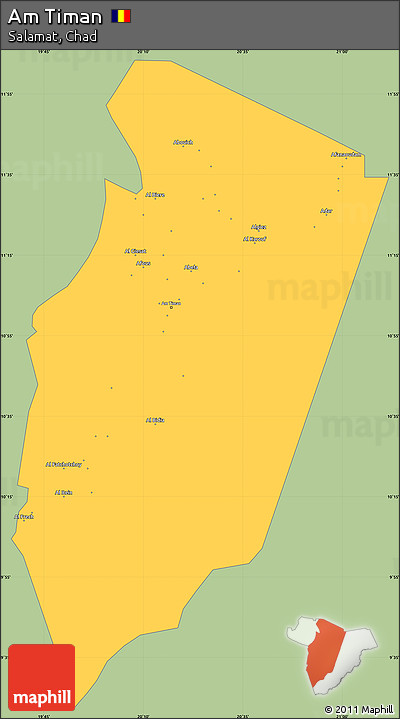 Savanna Style Simple Map of Am Timan, single color outside