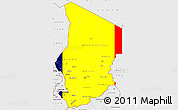 Flag Simple Map of Chad, single color outside, borders and labels, flag centered