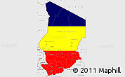 Flag Simple Map of Chad, single color outside, borders and labels, flag aligned to the middle