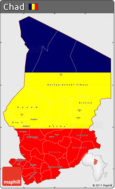 Flag Simple Map of Chad, single color outside, flag rotated