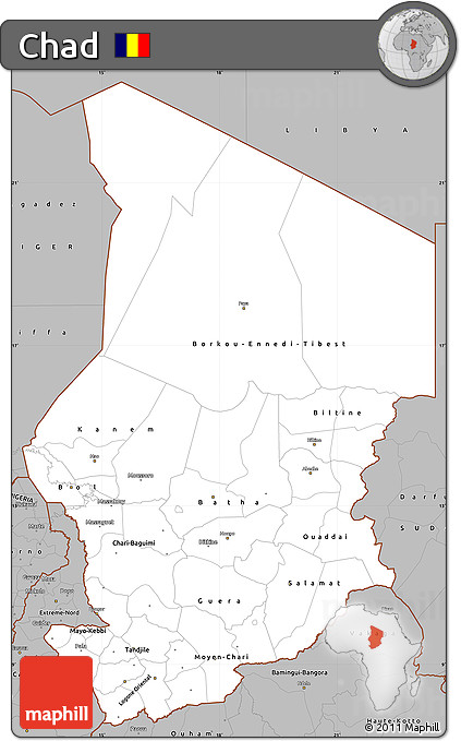 Gray Simple Map of Chad