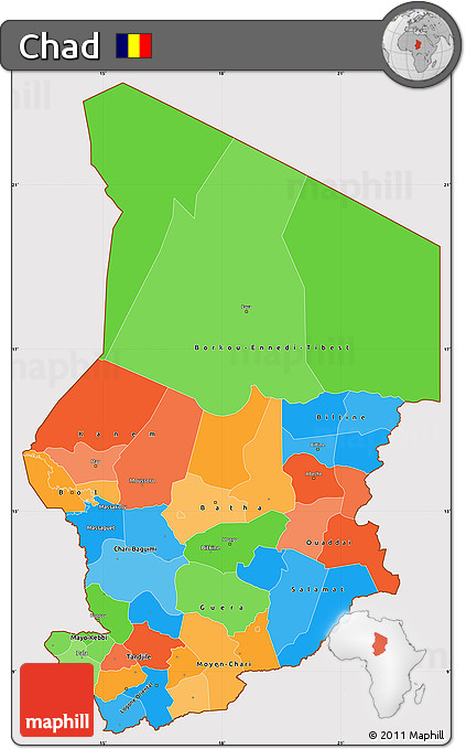 Political Simple Map of Chad, cropped outside