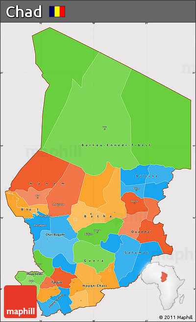 Political Simple Map of Chad, cropped outside