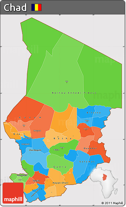 Political Simple Map of Chad, cropped outside