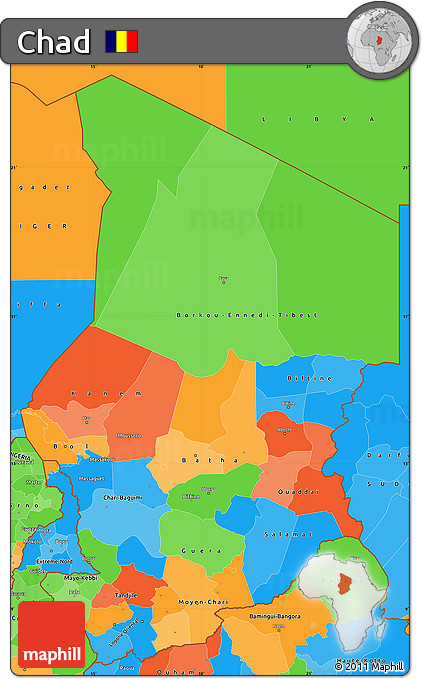 Political Simple Map of Chad