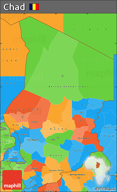 Political Simple Map of Chad