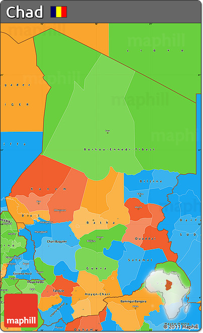 Political Simple Map of Chad