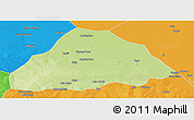 Physical Panoramic Map of Kelo, political outside